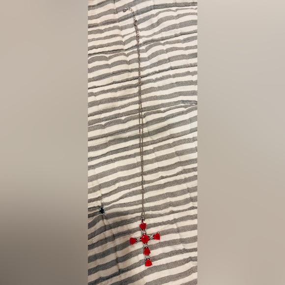 Beautiful Authentic Natural Ruby & Silver Cross Pendant Necklace - Picture 4 of 7